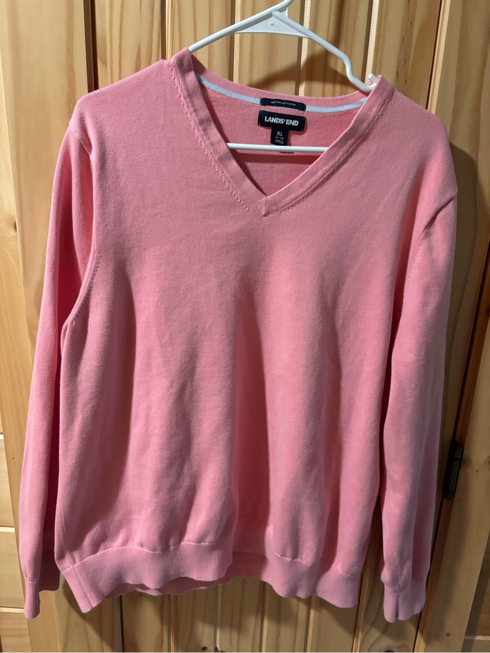 Lands' End Coral-Pink V-Neck Sweater